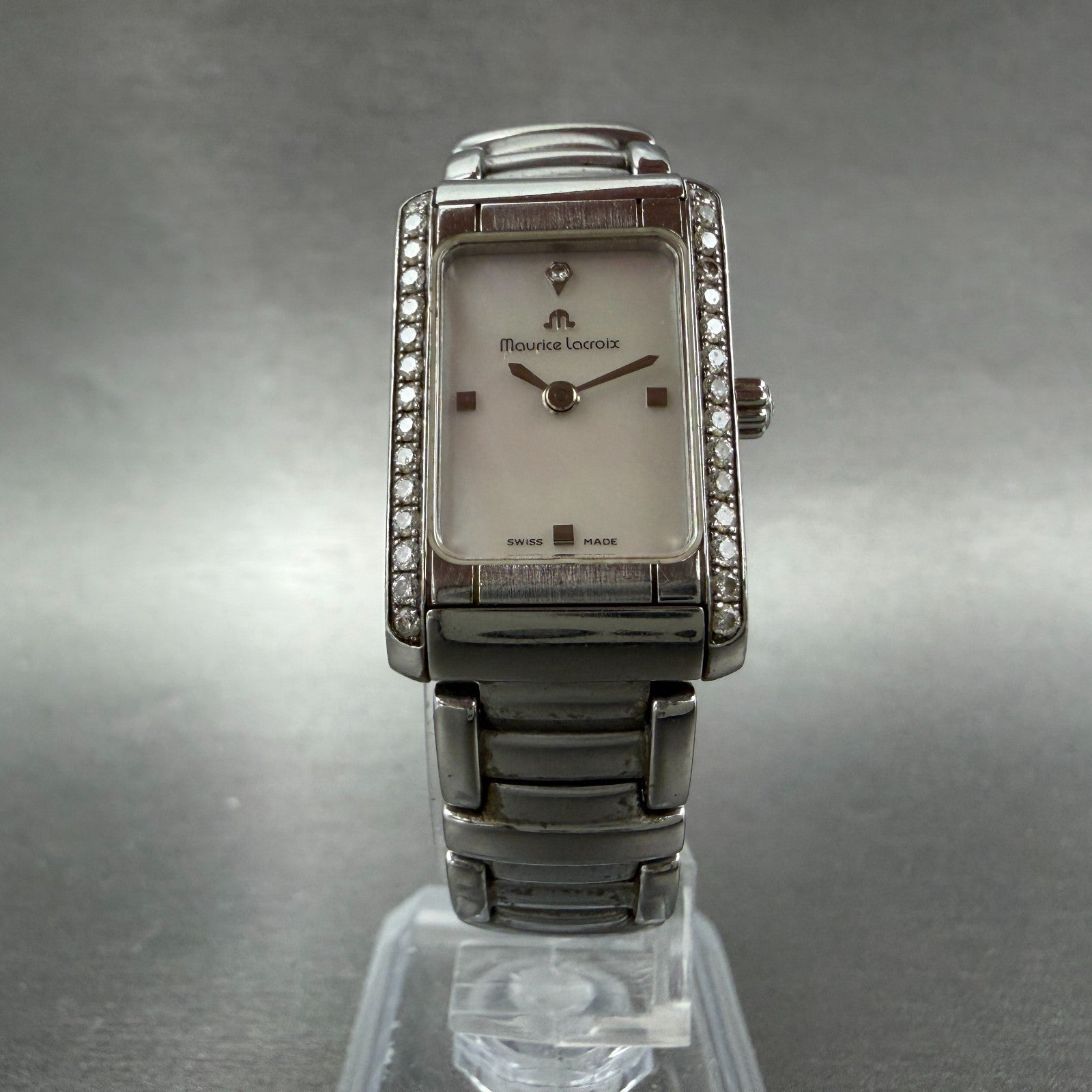 Maurice Lacroix Fiaba Tank Watch Women 19mm MOP Dial Steel Diamonds New Battery5