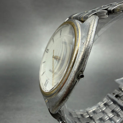Seiko Lucent Watch Men 33mm White Dial Silver Tone Round 5E21-6E50 PARTS Vintage3