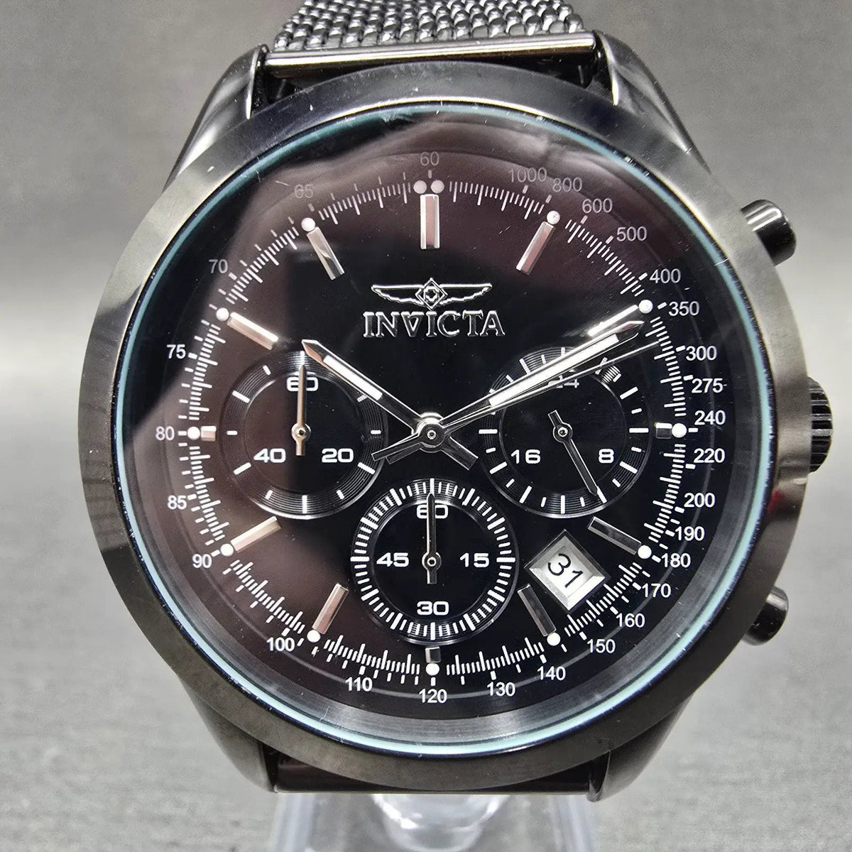 Invicta Aviator Chronograph Watch Men 40mm Black Dial Black Date New Batt 296080