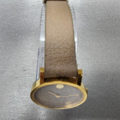 VTG Movado Muesum Watch Women 25mm brown Dial Gold Plated Manual Wind Runs
