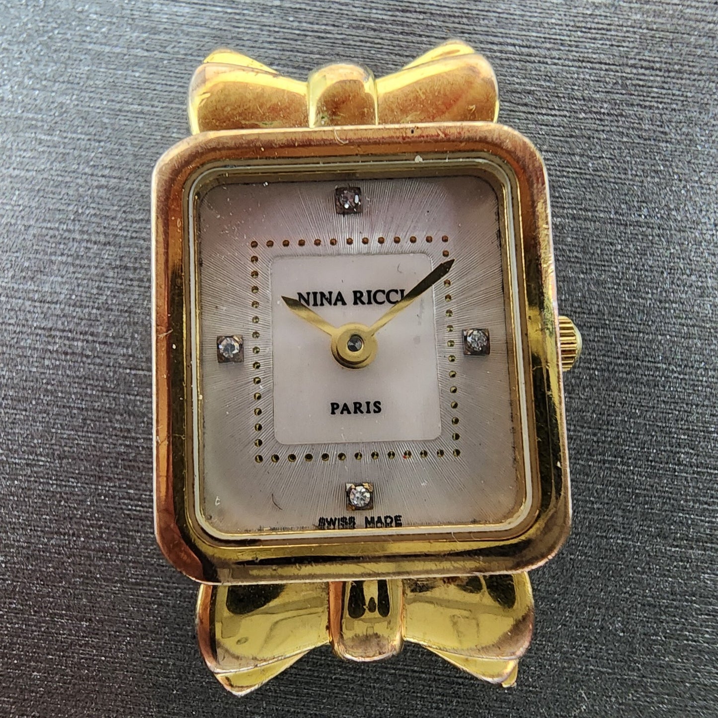 Nina Ricci Tank Watch Women 18mm MOP Dial Gold Plated Rectangle  New Battery2