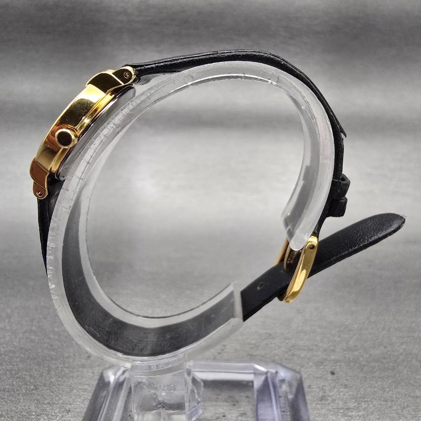 Seiko Exceline Watch Women 22mm Black Dial Gold Tone Round 7321-0770 New Battery6