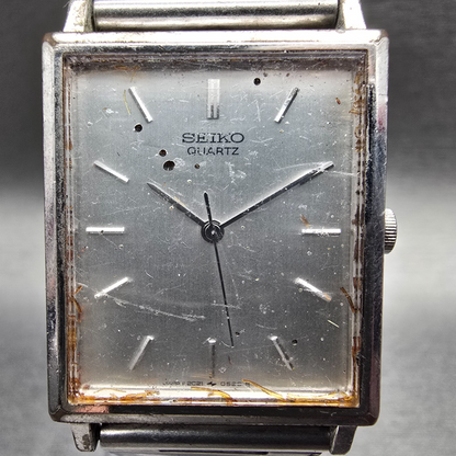 Seiko Tank Watch Men 24mm Silver Dial Silver Tone Rectangle 2C21-5180 New Batt1