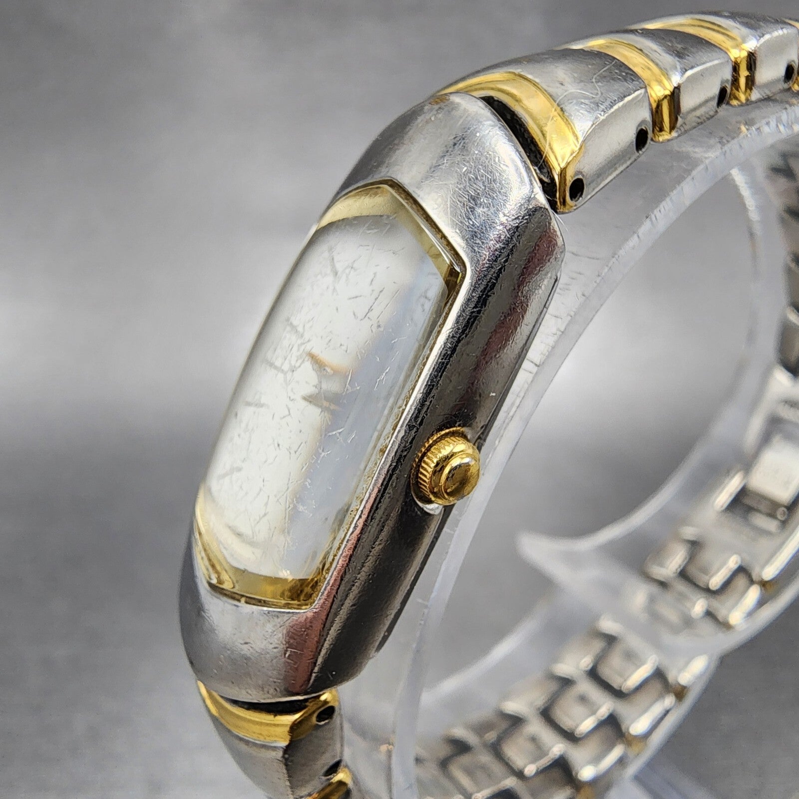 Seiko Watch Women 15mm White Dial Two Tone Rectangle 1F206H49 PARTS3