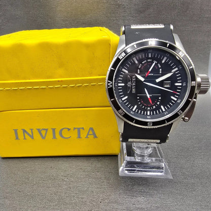 Invicta Aviator Flight GMT Watch Men 48mm Black Dial Steel Date 1746 New Battery0