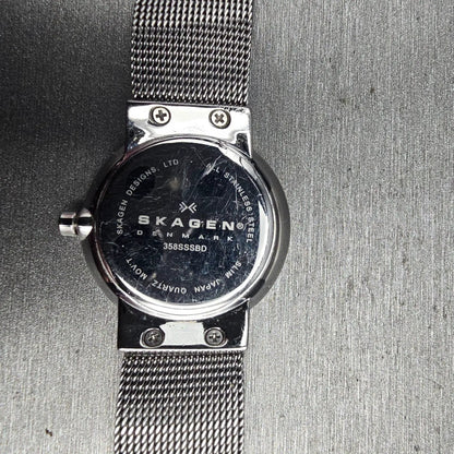 Skagen Freja Watch Women 26mm Black Dial Silver Tone Round 358SSSBD New Battery10
