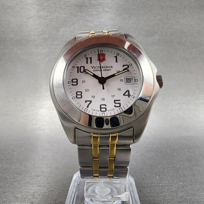 Victorinox Swiss Army Watch Women 32mm White Dial Two Tone Date Round New Batt7