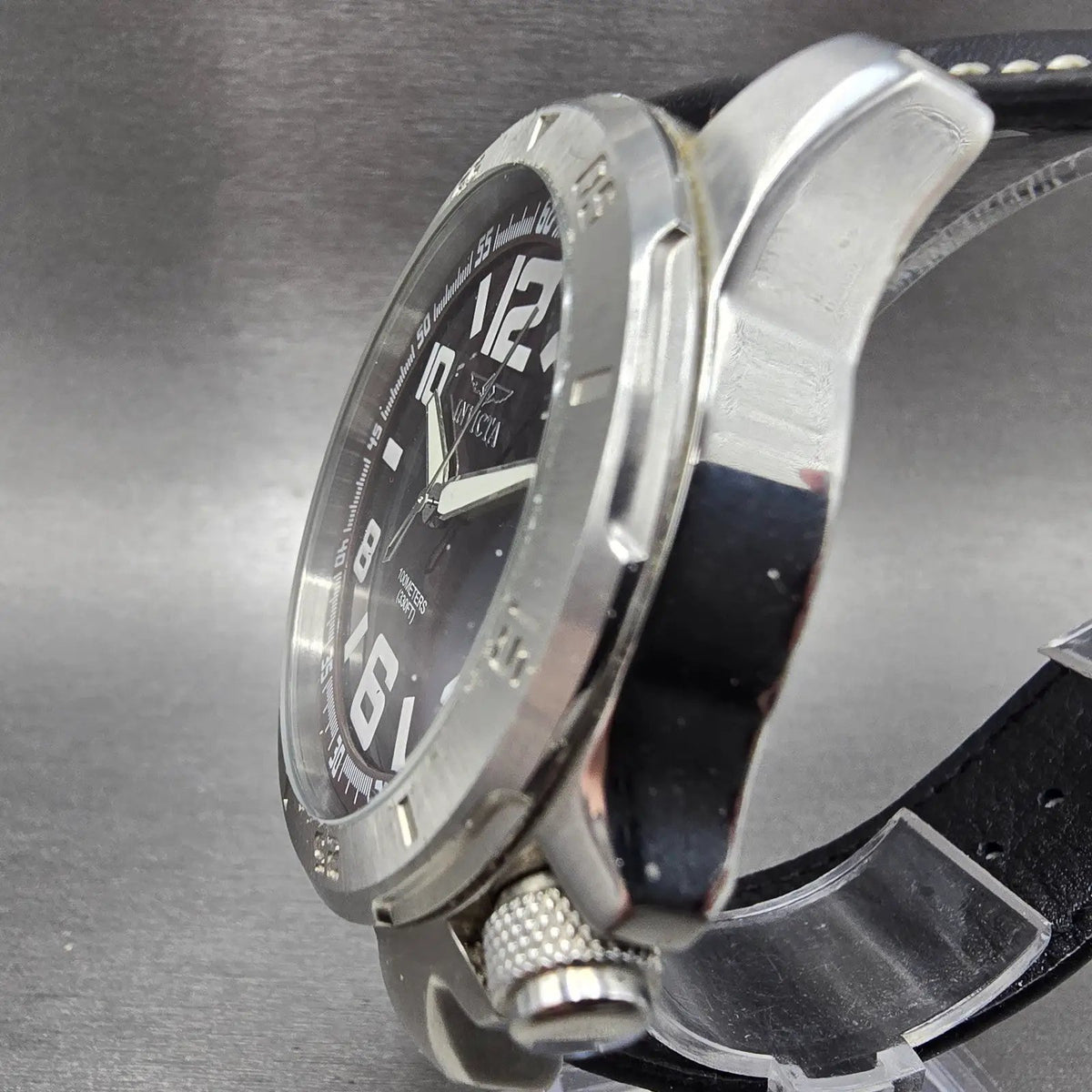 Invicta Specialty Watch Men 48mm Brown Dial Silver Round 1904 Leather New Batt2