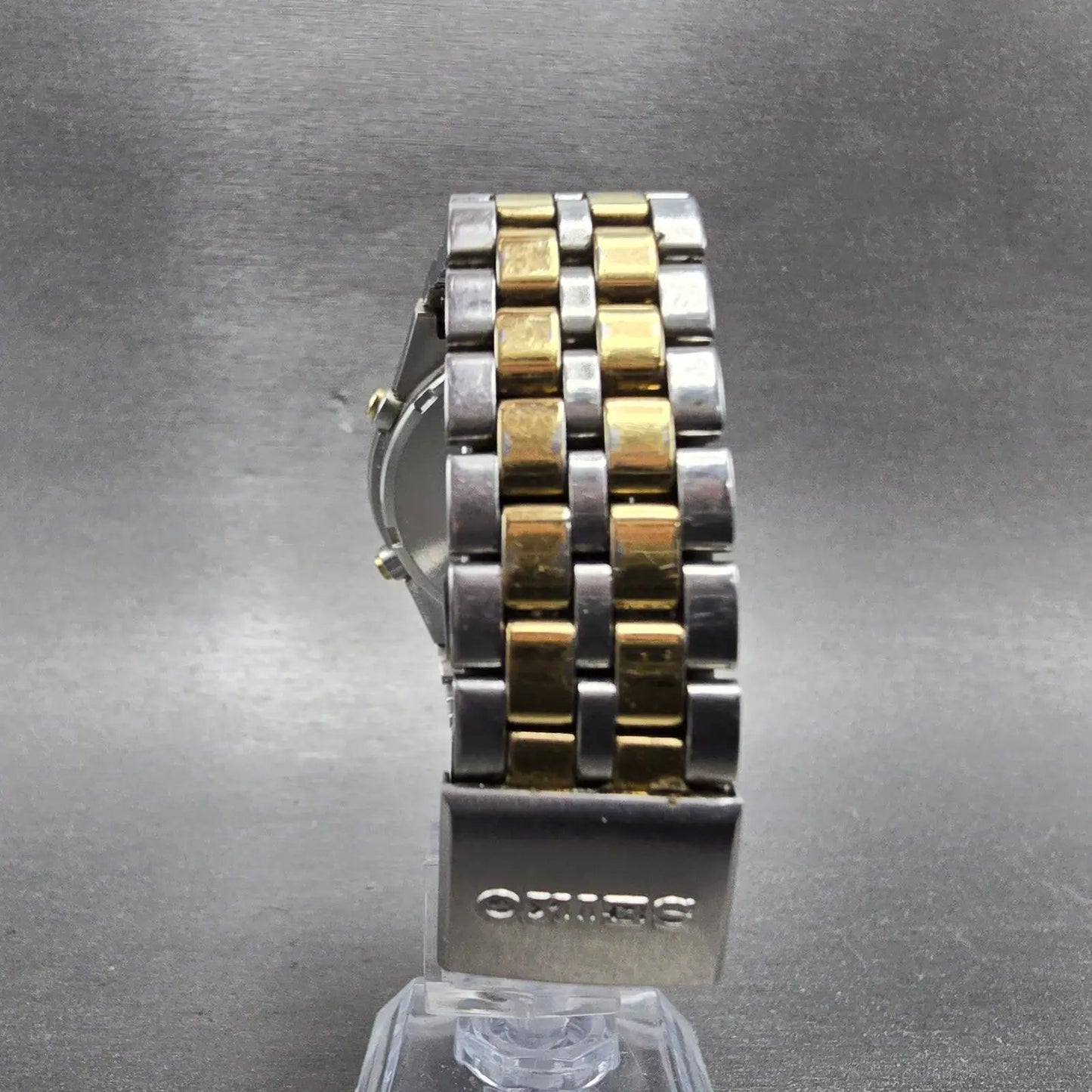 Seiko Chronograph Watch Men 37mm White Dial Two Tone Daydate 7A38-7289 PARTS8