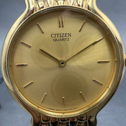 Citizen Watch Men 32mm Champagne Dial Gold Tone Round 1020-S54562 New Battery1