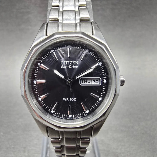 Citizen Eco-Drive Watch Women 26mm Black Dial Silver Daydate E001-S053463 JP0