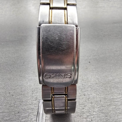 Seiko Watch Men 37mm White Dial Two Tone Daydate Round 7N43-9070 New Battery7