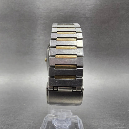 Seiko Watch Men 30mm Silver Dial Two Tone Rectangle 6431-5010 PARTS Vintage8