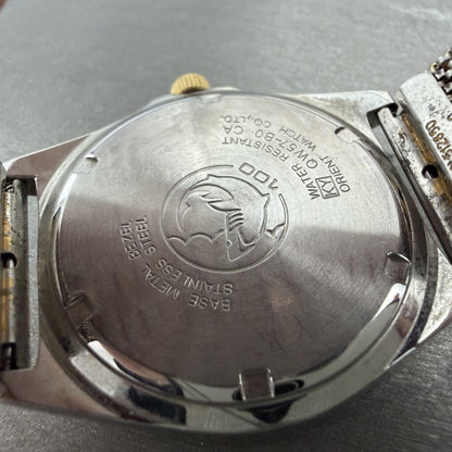 Orient Swimmer Watch Men 35mm Champagne Dial Two Tone Round QW57-B0 New Battery9