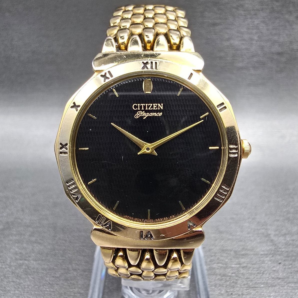 Citizen Elegance Watch Men 34mm Black Dial Gold Tone Round 1020-S61119 New Batt0
