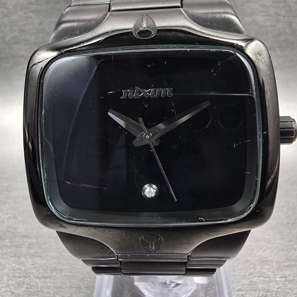 Nixon The Player Watch Men 40mm Black Dial Black Tone Rectangle New Battery1