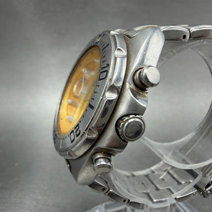 Orient Town & Country Chronograph Watch Men 39mm Orange Dial Steel Date New Batt2