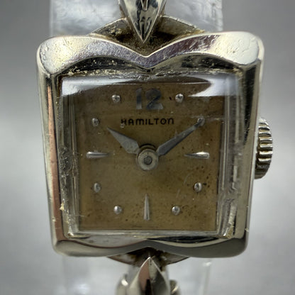 Hamilton Watch Women 14mm Cream Dial 14K Solid White Gold  Manual Wind Runs1