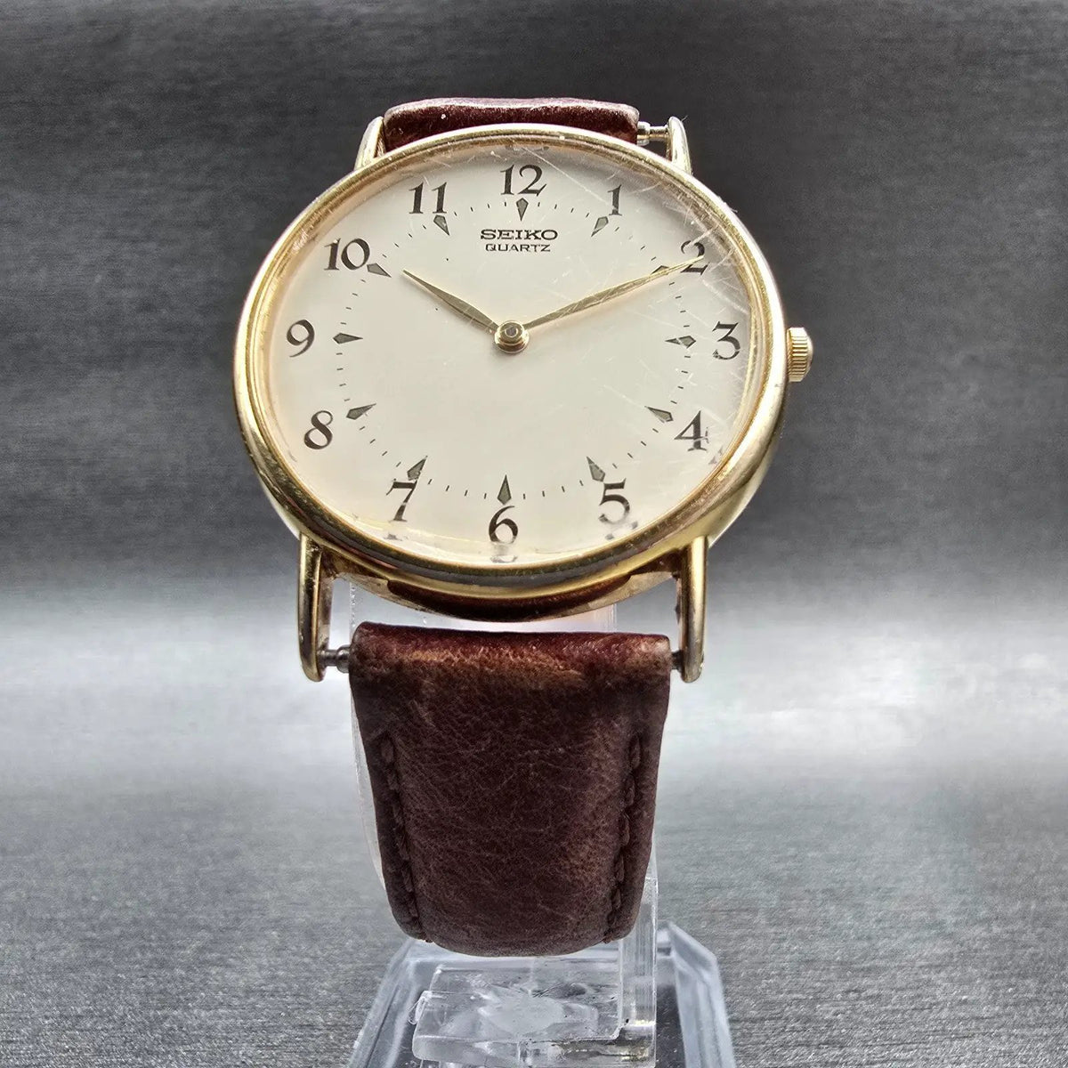 Seiko Watch Men 31mm Ivory Dial Gold Tone Round 7N00-7A49 New Battery Vintage5