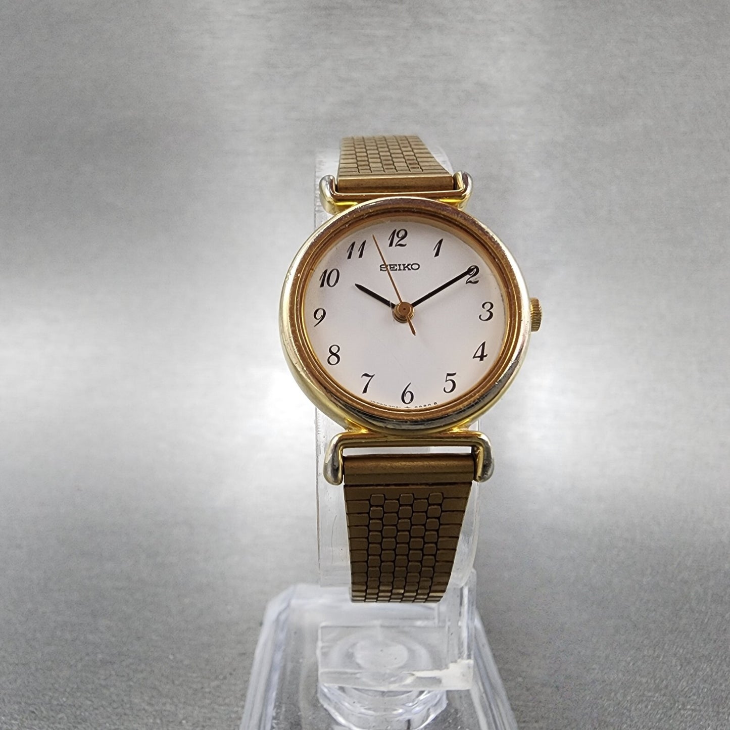 Seiko Watch Women 22mm White Dial Gold Tone Round 4n21-0052 New Battery