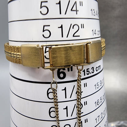 Seiko Tank Watch Women 13mm Gold Dial Gold Tone Rectangle 2E206310 New BatteryA10