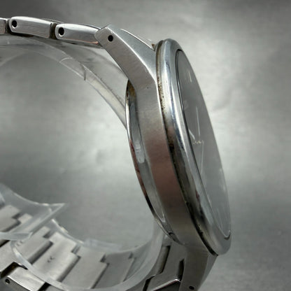 Seiko Solar Watch Men 39mm Black Dial Silver Tone Date Round V147-0AF0 Runs3