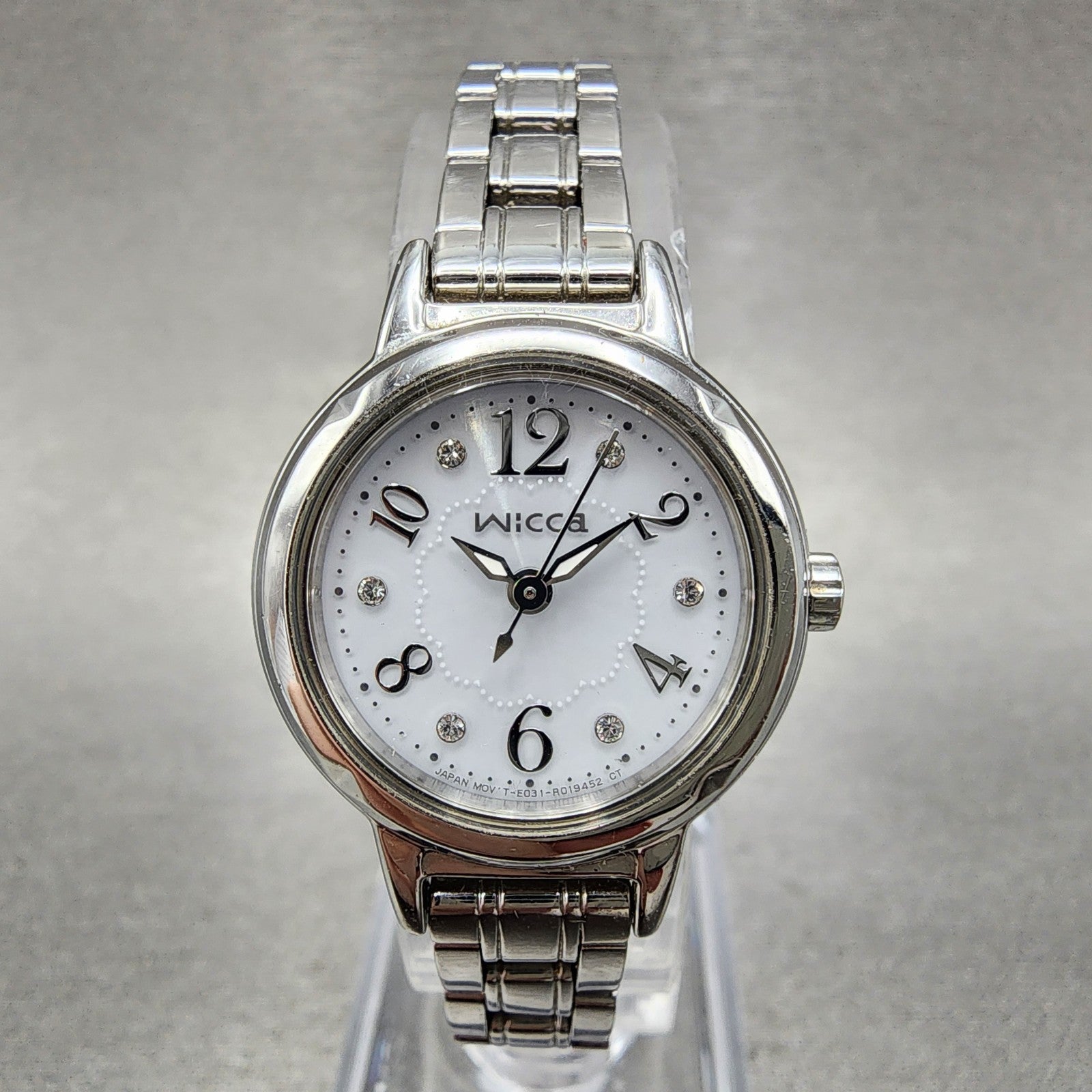 Citizen Wicca EcoDrive Watch Women 24mm White Dial Steel Round E031R005421 Run0
