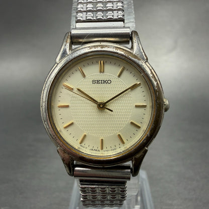 Seiko Watch Women 25mm Champagne Dial Silver Tone Round V701-1930 New Battery0