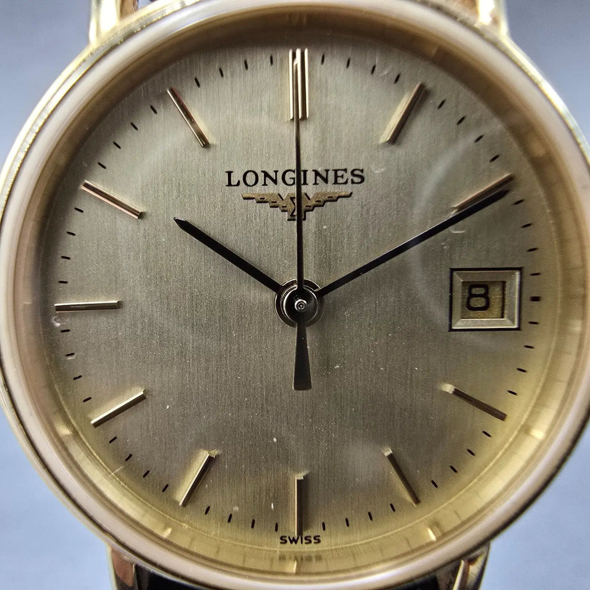Longines Watch Women 23mm Gold Dial Gold Tone Date Round L4.220.2 New Battery1