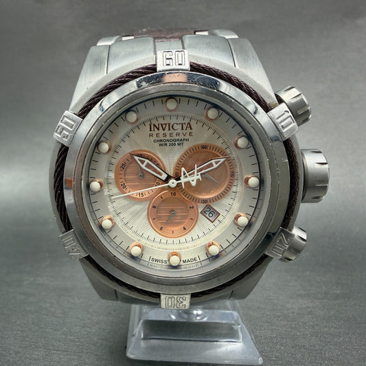 Invicta Bolt Zeus Chrono Watch Men 52mm White Dial Steel Date 14611 New Battery0