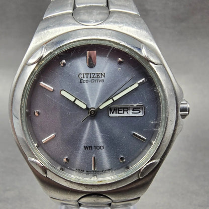 Citizen Eco-Drive Watch Men 36mm Silver Dial Steel Daydate Round E101-K17535 JP0