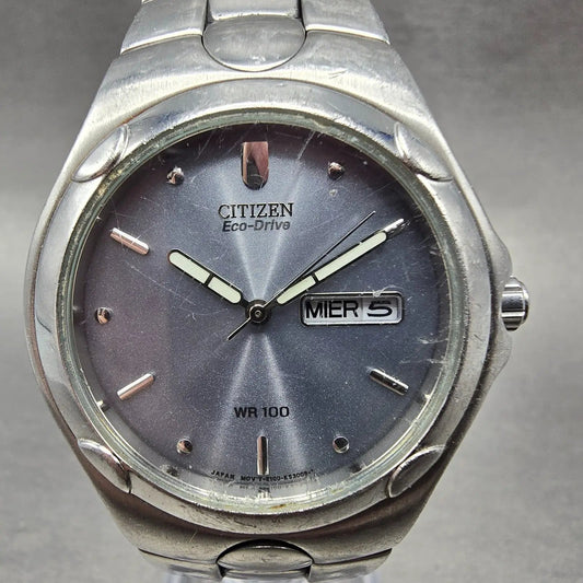 Citizen Eco-Drive Watch Men 36mm Silver Dial Steel Daydate Round E101-K17535 JP0