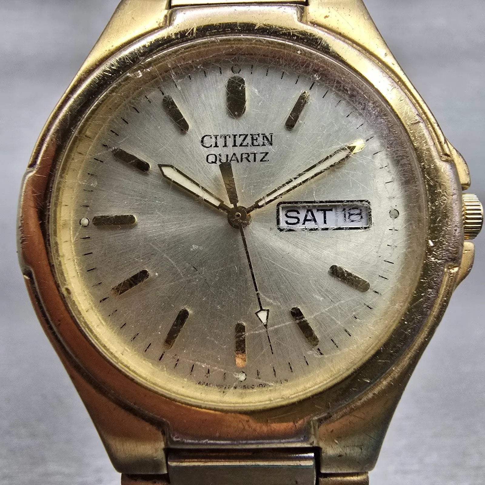 Citizen Watch Men 36mm Champagne Dial Gold Tone Daydate 2500-S99337 New Battery1