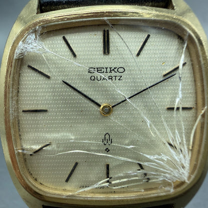 Seiko Watch Men 33mm Champagne Dial Gold Tone READ!!!!!!!! 4130-5320 New Battery1