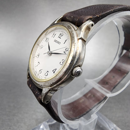 Seiko Watch Women 24mm White Dial Silver Tone Round 7N016880 New Battery2