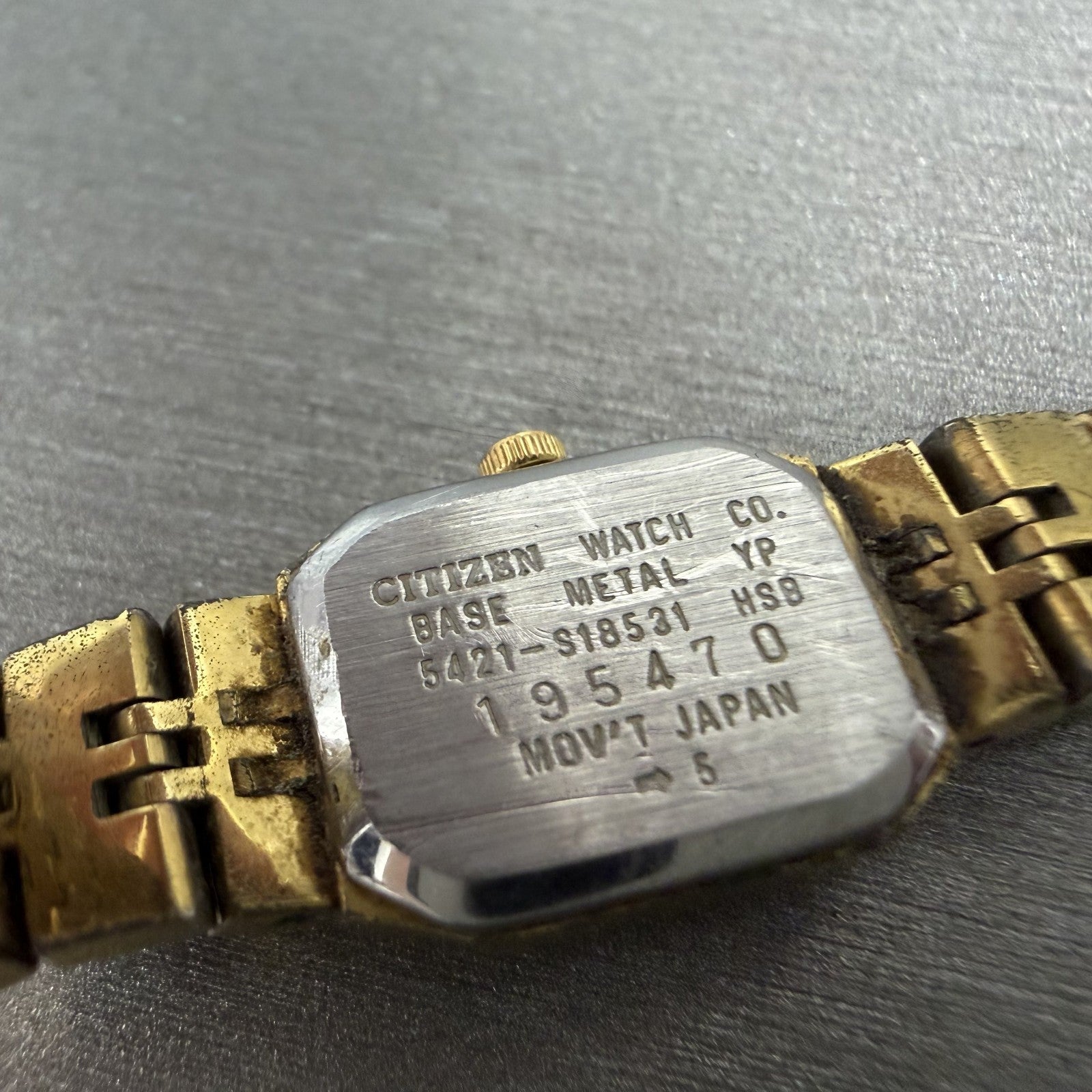 Citizen CQ Tank Watch Women 13mm Champagne Dial Gold Tone Octagon New Battery BA9