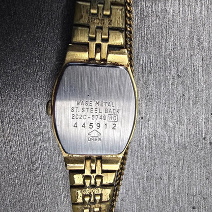 Seiko Watch Women 16mm Gold Dial Gold Tone Oval 2C20-5749 New Battery Vintage10