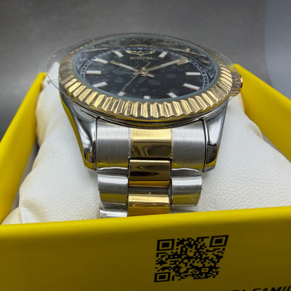 Invicta Specialty Watch Men 41mm Black Dial Two Tone Round Fluted Bezel 690112
