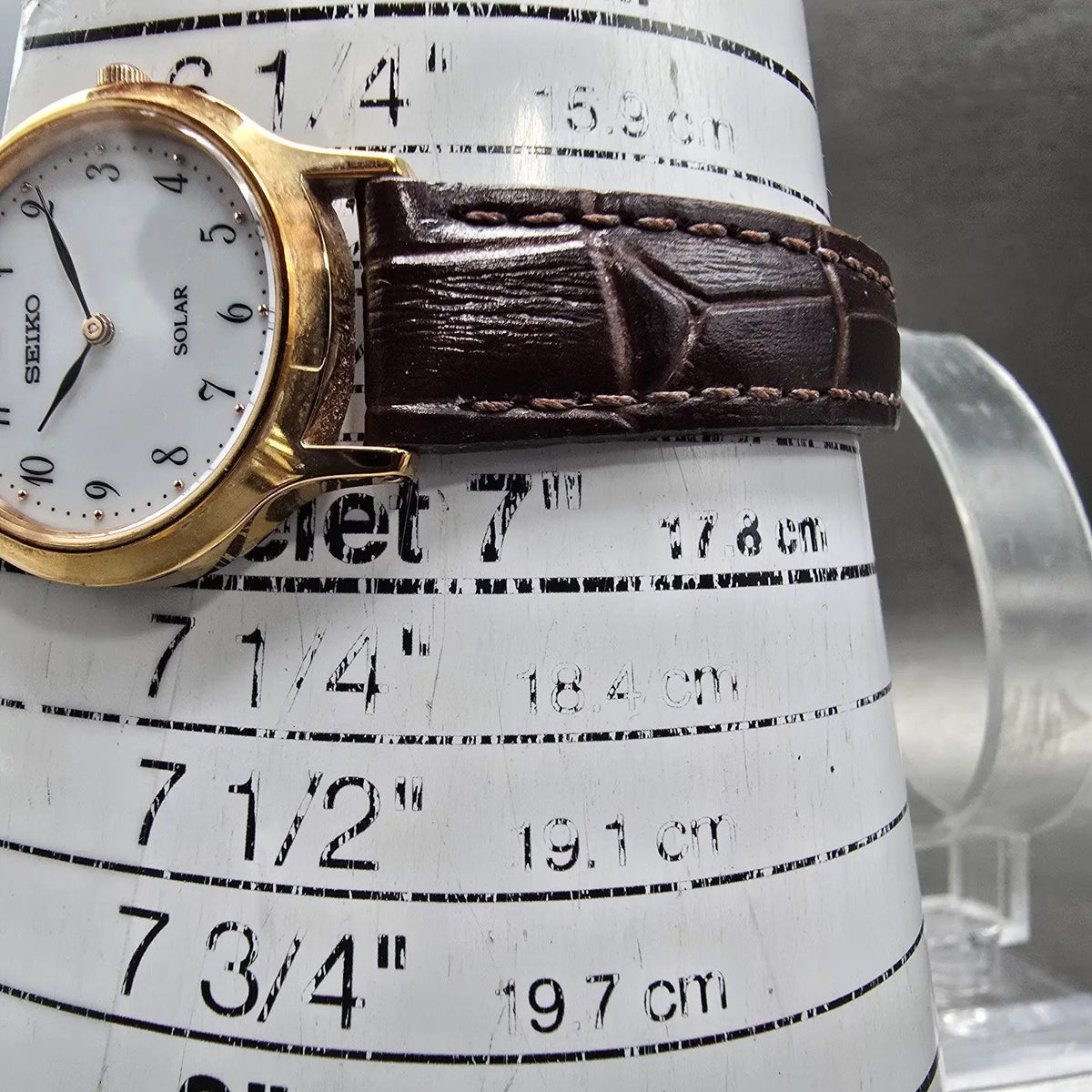 Seiko Solar Watch Women 26mm White Dial Rose Gold Tone V115-0BS0 Round Works11