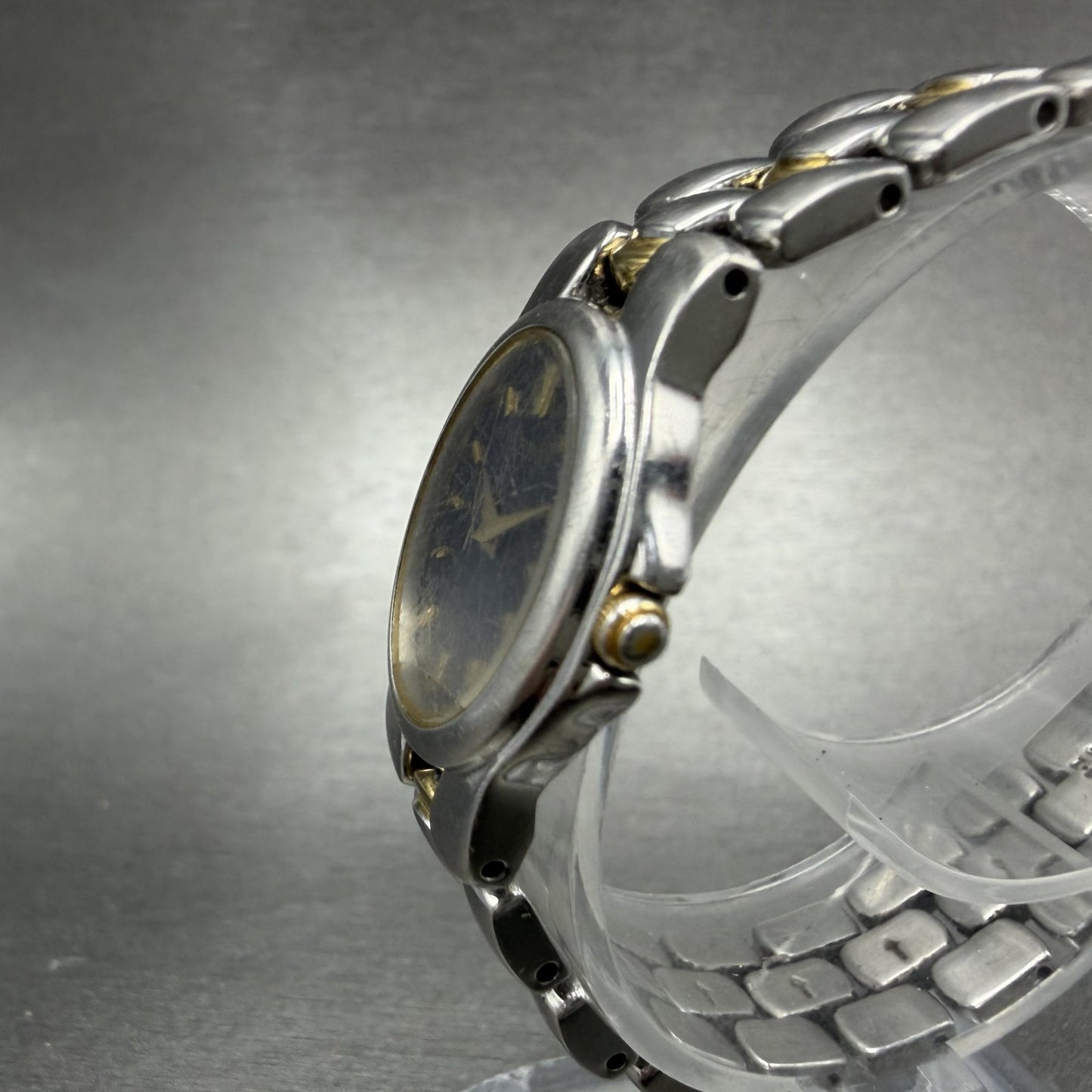 Seiko Watch Women 20mm Blue Dial Two Tone Oval 1N00-6T20 New Battery Vintage2