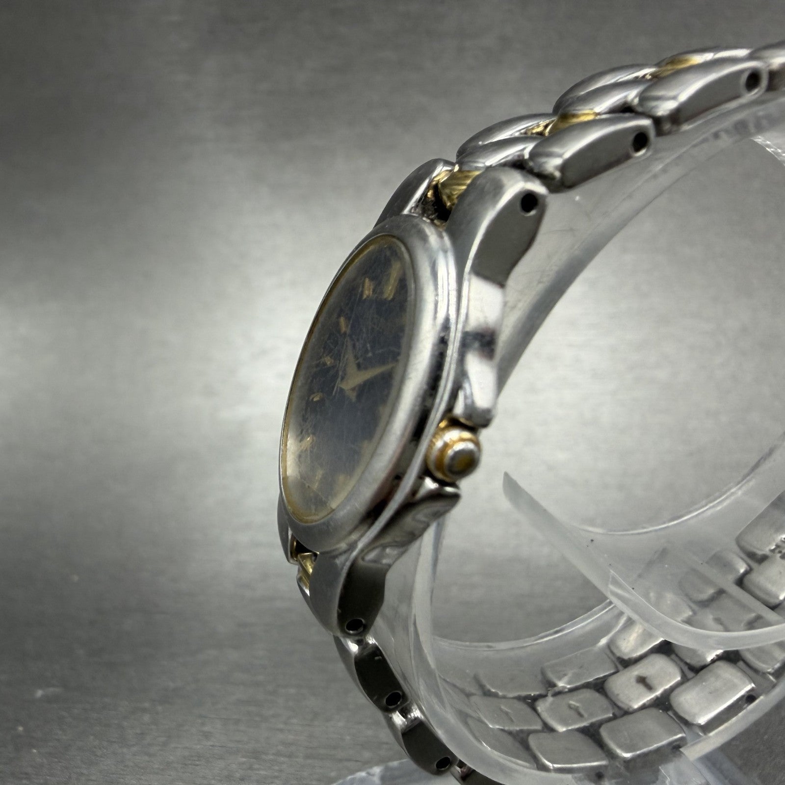 Seiko Watch Women 20mm Blue Dial Two Tone Oval 1N00-6T20 New Battery Vintage2