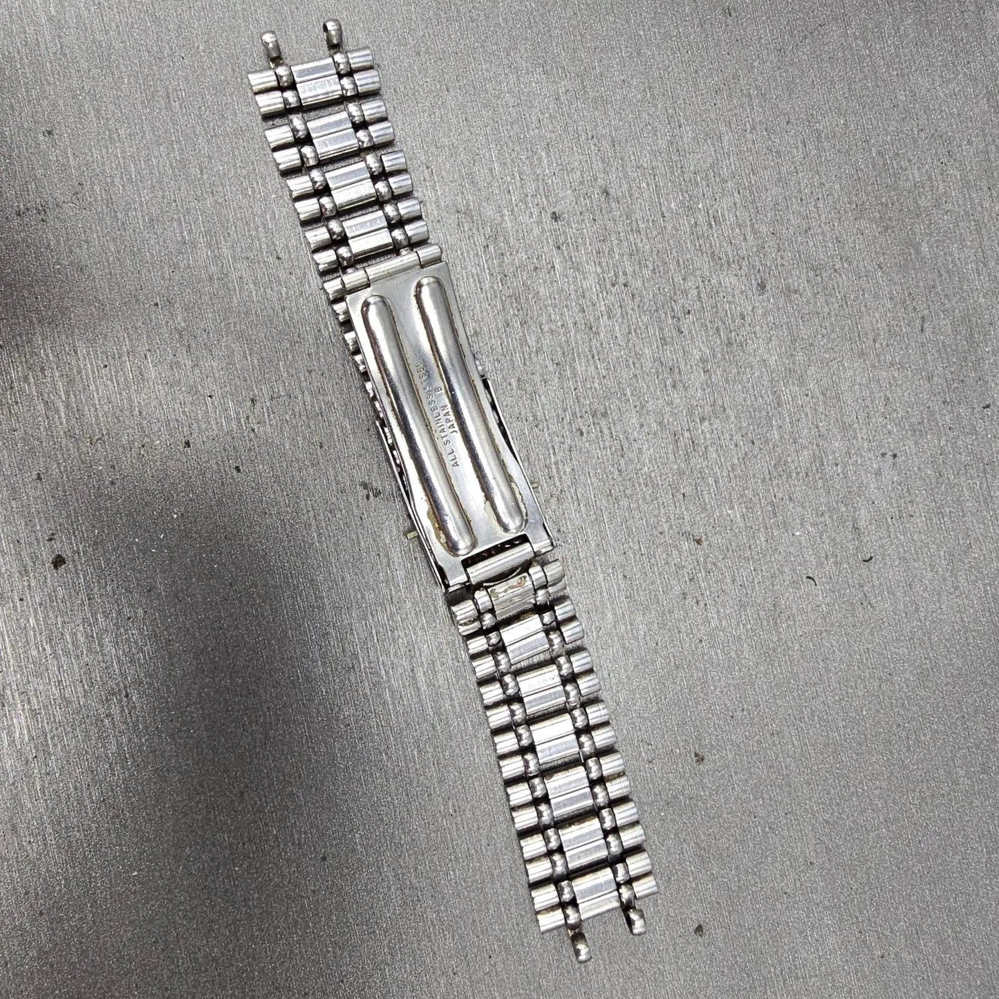 Seiko Bracelet 17mm Stainless Steel Silver Tone Tri Folding Clasp VTG Japan11