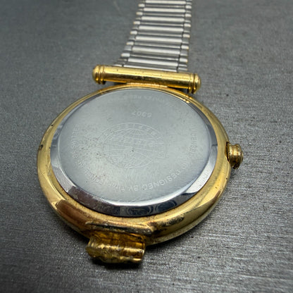 Playboy Watch Men 34mm White Dial Gold Tone Round 5307 BROKEN BAND New battery17