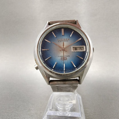 Citizen Electronic Cosmotron Watch Men 37mm Blue Dial Steel Daydate New Battery5