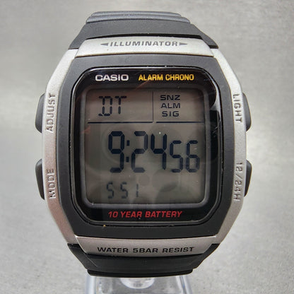 Casio W-96H Watch Men 36mm Digital Silver Tone Alarm Chrono Rectangle New Batt