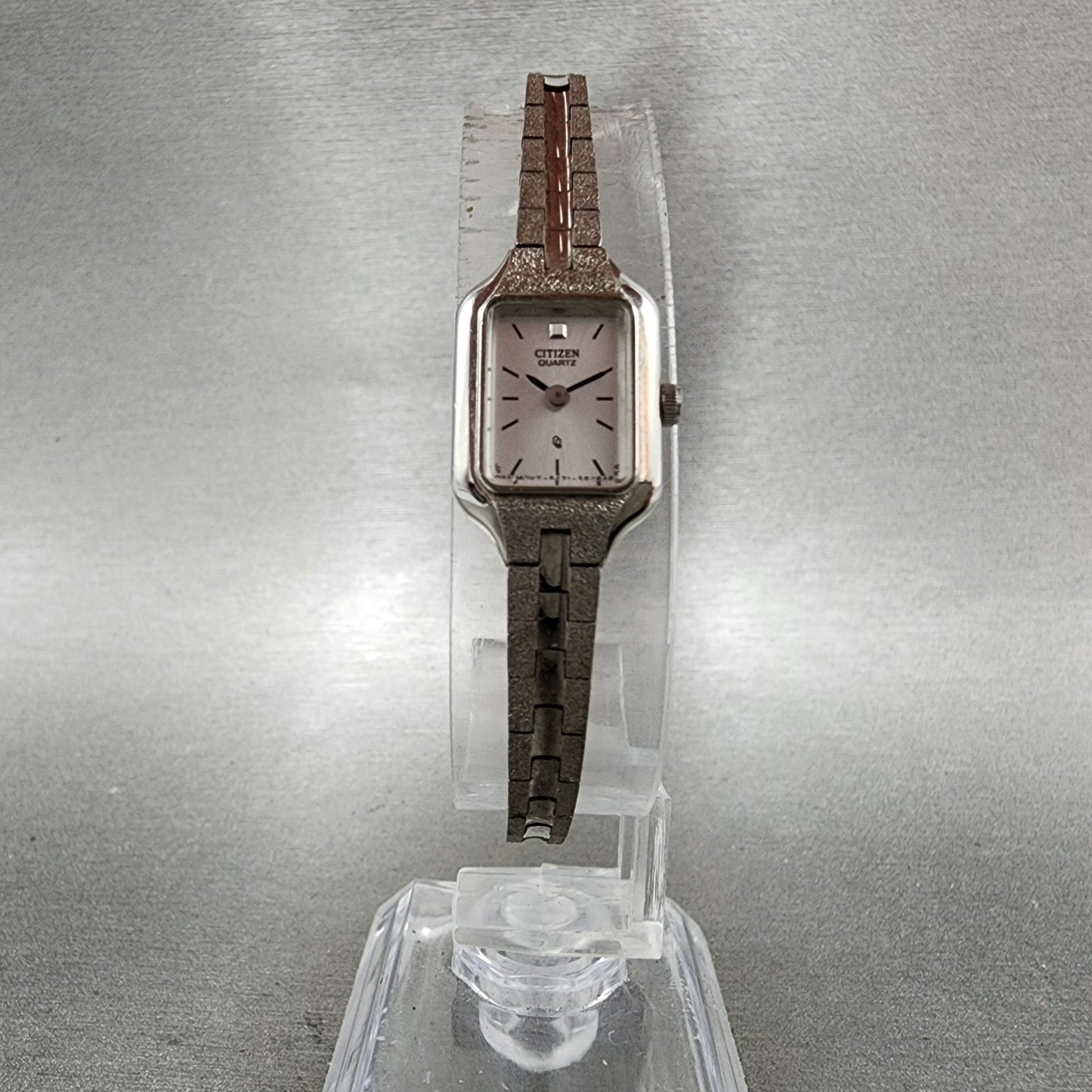Citizen CQ Watch Women 13mm Silver Dial Silver Tone Rectangle New Battery VTG5