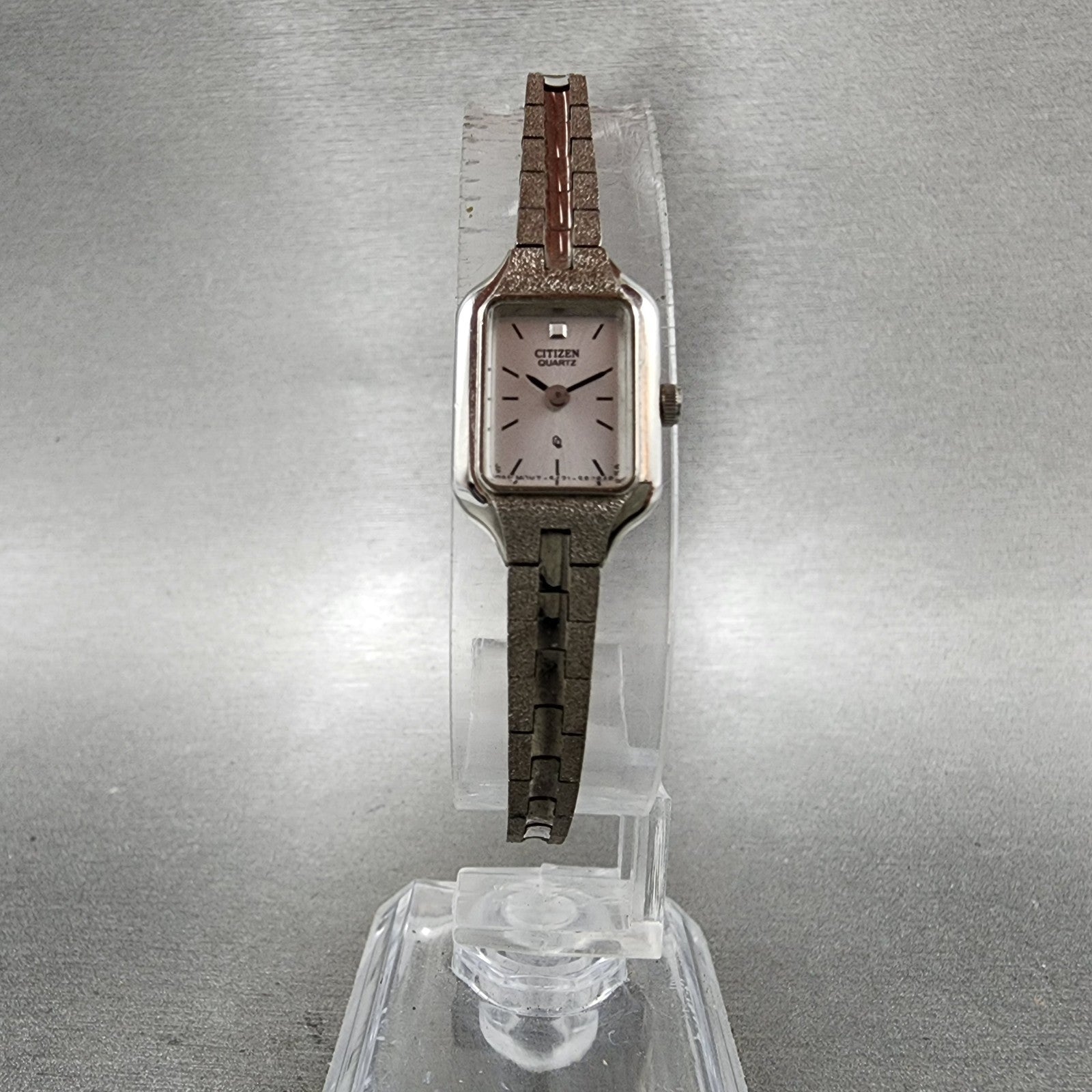 Citizen CQ Watch Women 13mm Silver Dial Silver Tone Rectangle New Battery VTG5