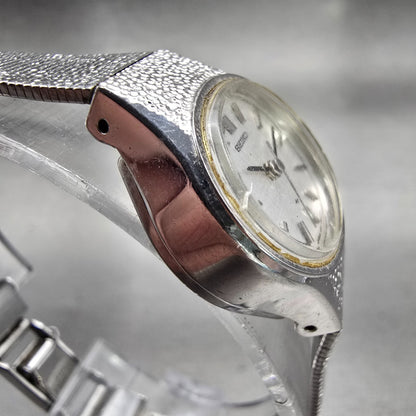 Seiko Watch Women 22mm Silver Dial Silver Tone Oval 1104-7140 Vintage Works3