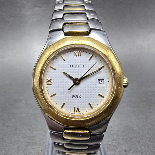 Tissot PRX Watch Women 27mm White Dial Two Tone Date Round P440 PARTS0