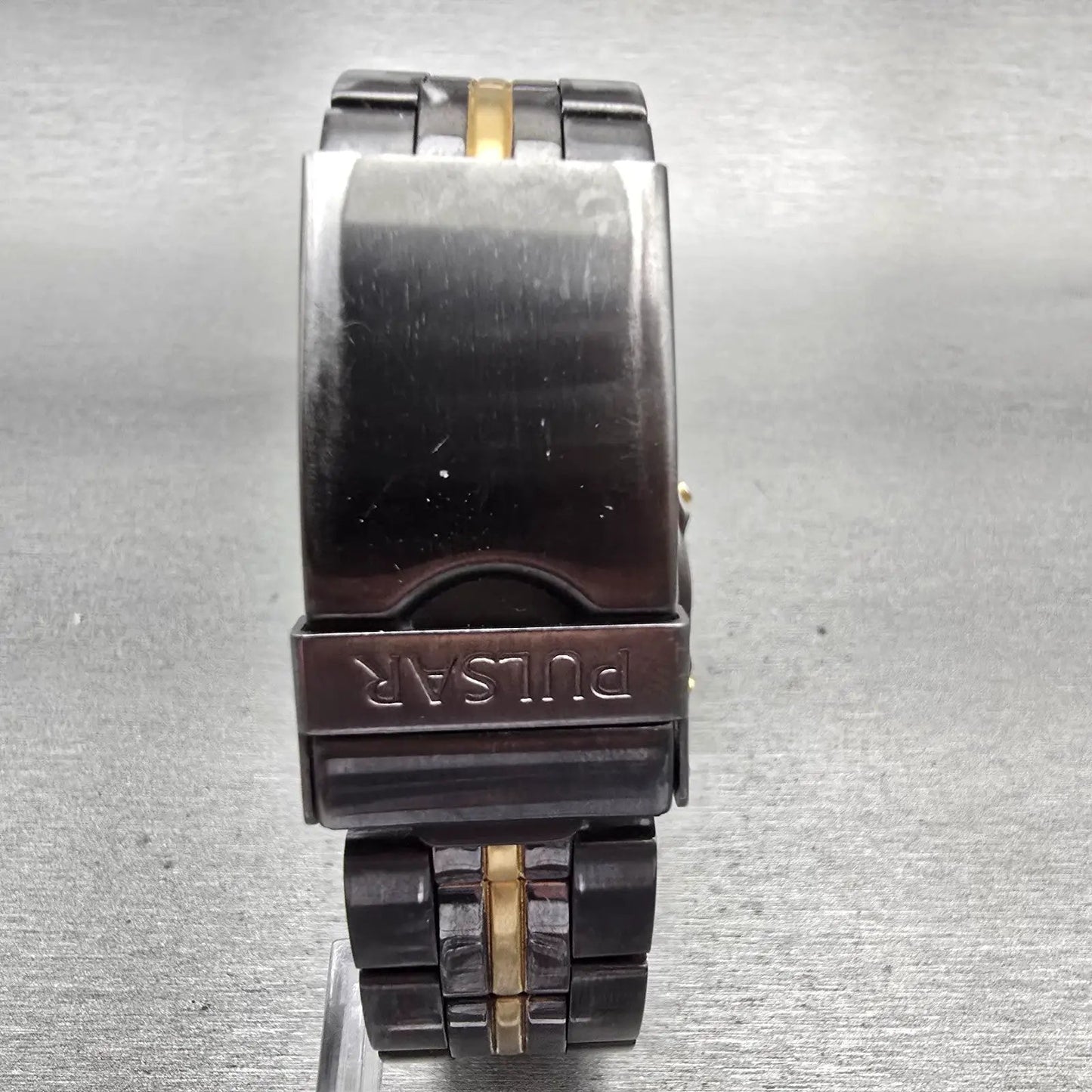 Seiko Pulsar Watch Men 39mm Black Dial Round Chrono Alarm V072-0050 New Battery7